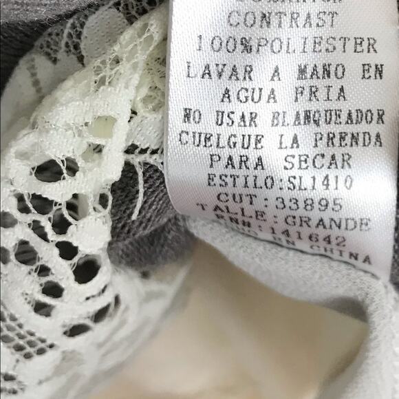 SHE + SKY Taupe Sweater Lace Hem Sz Lg - Picture 4 of 4